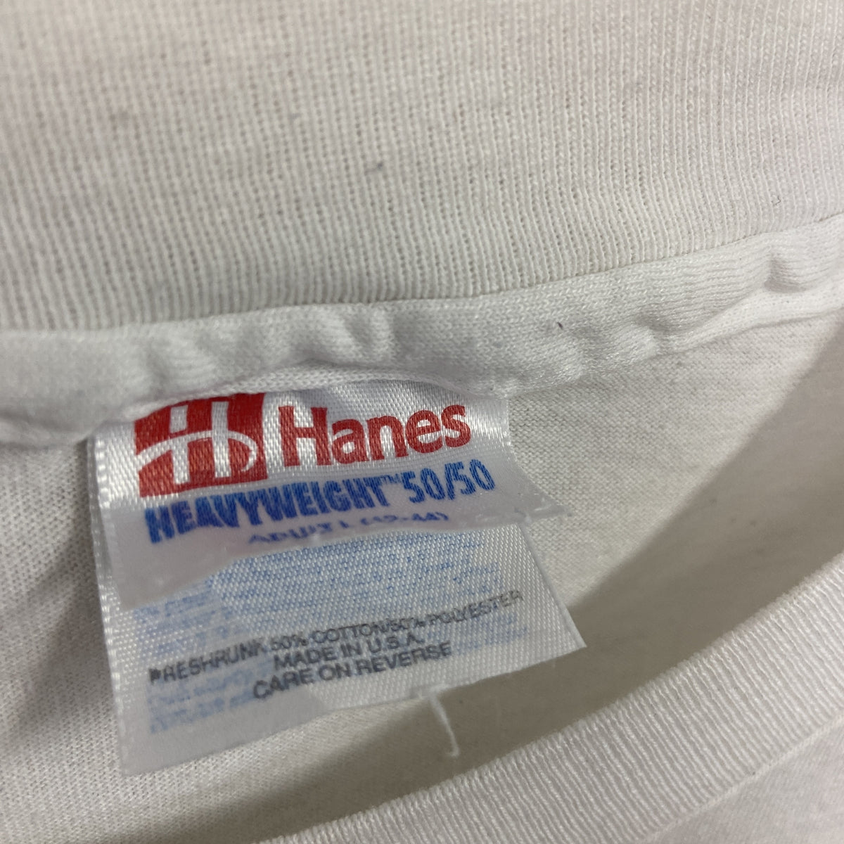 Hanes　ヘインズ　半袖プリントTシャツ　シングルステッチ　ヴィンテージ　白　ホワイト　Lサイズ　古着