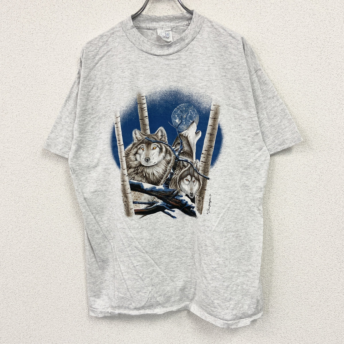 半袖プリントTシャツ　シングルステッチ　ヴィンテージ　霜降りグレー　XLサイズ　古着