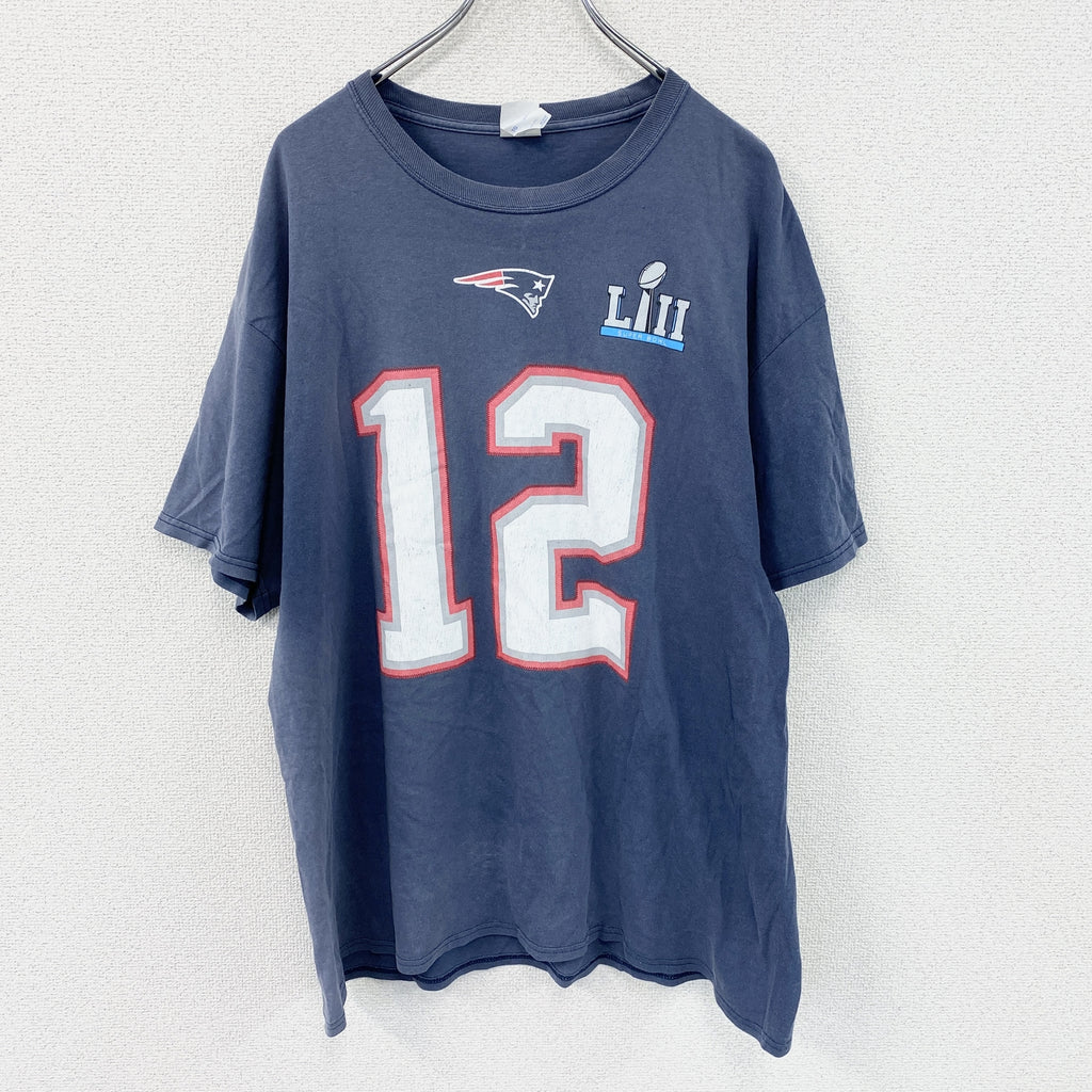 PORT&COMPANY　半袖プリントTシャツ　紺　ネイビー　XLサイズ カットソー メンズ コットン 古着