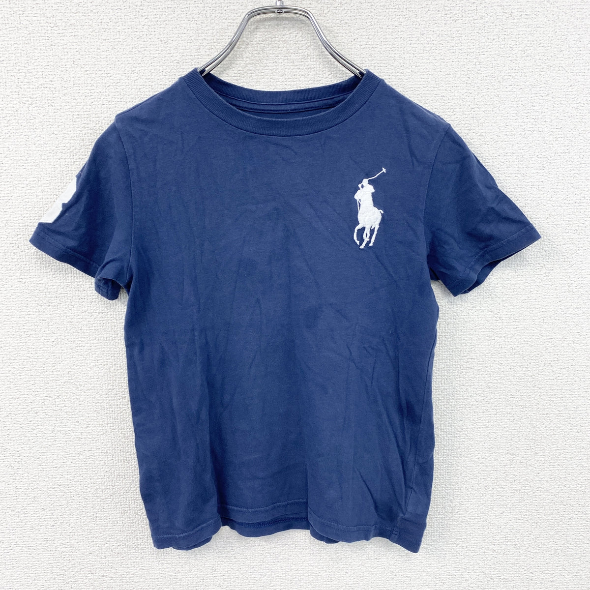 POLO RALPH LAUREN　ポロラルフローレン　半袖Tシャツ　刺ロゴ　紺　ネイビー　130サイズ　古着