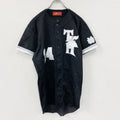 Rawlings　ローリングス　asics　アシックス　半袖シャツ　ベースボールシャツ/ユニフォームシャツ　野球　黒　ブラック　XOサイズ　古着