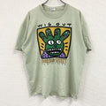 半袖プリントTシャツ　シングルステッチ　ヴィンテージ　緑　ライトグリーン　XLサイズ カットソー メンズ コットン 古着