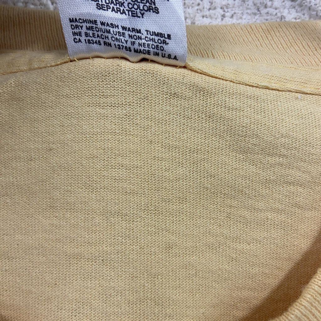 FRUIT OF THE LOOM　フルーツオブザルーム　半袖プリントTシャツ　シングルステッチ　ヴィンテージ　黄色　ライトイエロー　XLサイズ カットソー メンズ コットン 古着