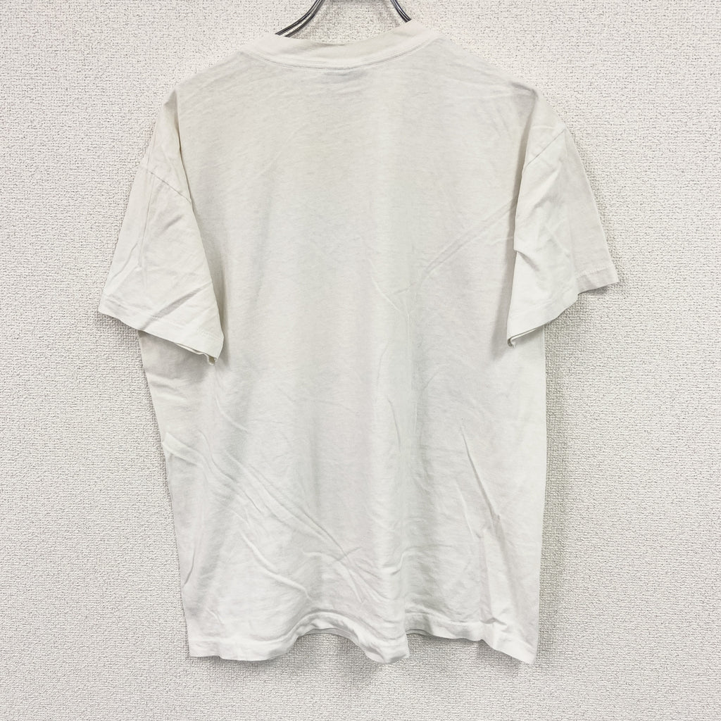 DOLPHIN ドルフィン　半袖プリントTシャツ　シングルステッチ　白　ホワイト　Lサイズ カットソー メンズ 古着