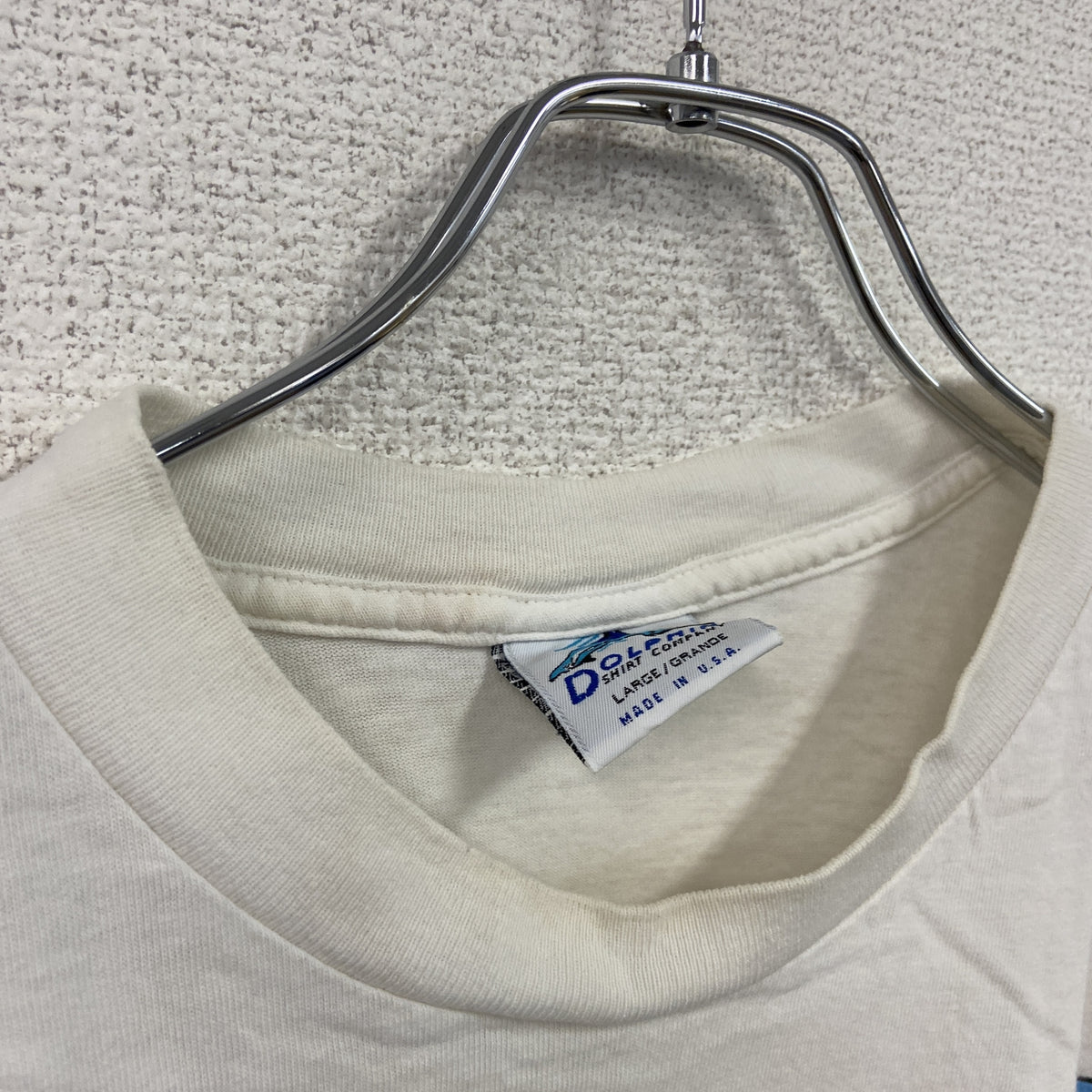 DOLPHIN ドルフィン　半袖プリントTシャツ　シングルステッチ　白　ホワイト　Lサイズ カットソー メンズ 古着