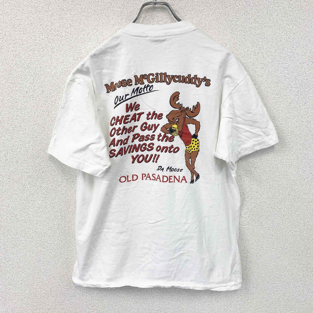 Hanes　ヘインズ　半袖プリントTシャツ　シングルステッチ　ヴィンテージ　白　ホワイト　Lサイズ カットソー メンズ コットン 古着