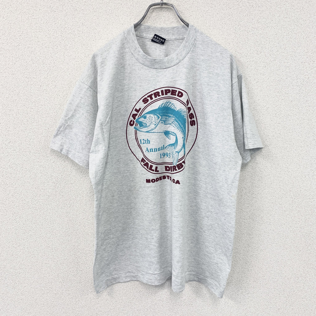 FRUIT OF THE LOOM　フルーツオブザルーム　半袖プリントTシャツ　シングルステッチ　ヴィンテージ　霜降りグレー　XLサイズ カットソー メンズ コットン 古着
