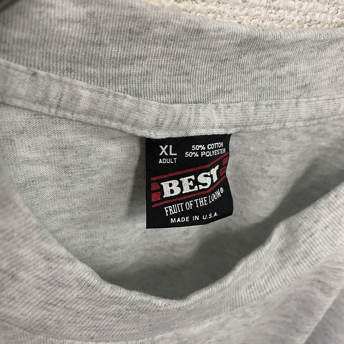 FRUIT OF THE LOOM　フルーツオブザルーム　半袖プリントTシャツ　シングルステッチ　ヴィンテージ　霜降りグレー　XLサイズ カットソー メンズ コットン 古着