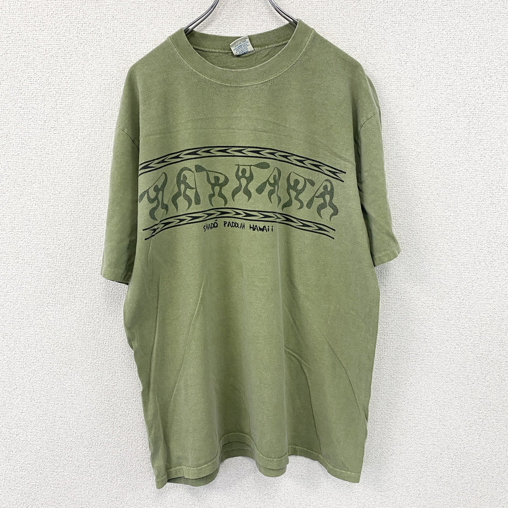Crazy Shirts　クレイジーシャツ　半袖プリントTシャツ　シングルステッチ　ヴィンテージ　カーキ　Lサイズ　古着