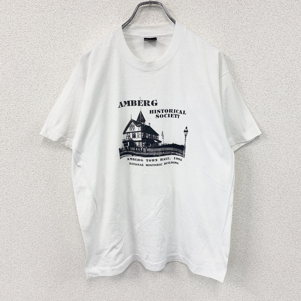 FRUIT OF THE LOOM　フルーツオブザルーム　半袖プリントTシャツ　シングルステッチ　ヴィンテージ　白　ホワイト　Lサイズ カットソー メンズ コットン 古着