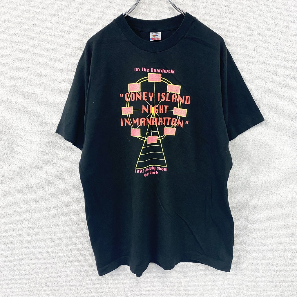 FRUIT OF THE LOOM　フルーツオブザルーム　半袖プリントTシャツ　シングルステッチ　ヴィンテージ　黒　ブラック　XLサイズ　古着