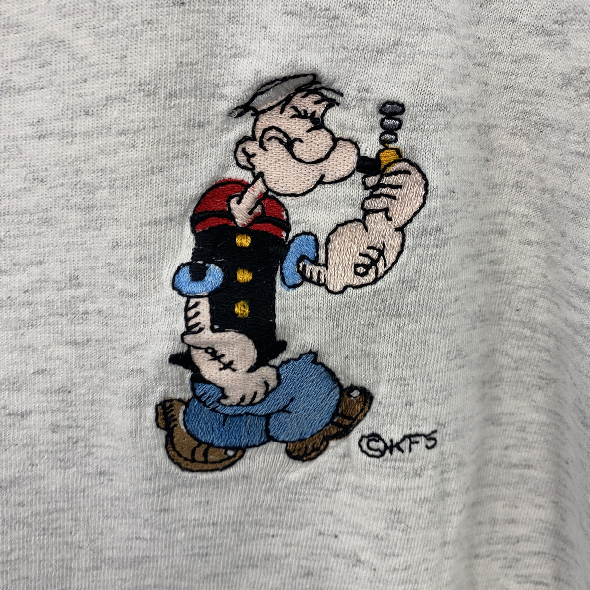 COLLEGE WEAR　カレッジウェア　半袖プリントTシャツ　ポパイ　シングルステッチ　ヴィンテージ　霜降りグレー　XLサイズ　古着
