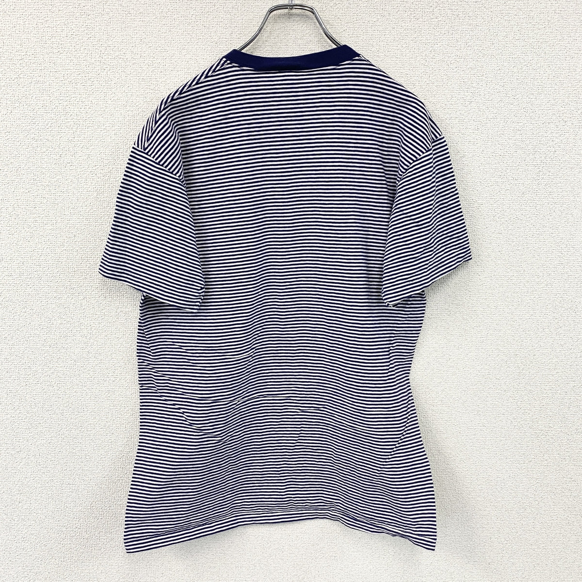 TOWN CRAFT　タウンクラフト　半袖プリントTシャツ　シングルステッチ　ヴィンテージ　ストライプ　紺　白　ネイビー　ホワイト　XLサイズ　古着