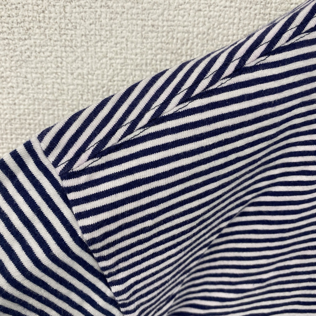 TOWN CRAFT　タウンクラフト　半袖プリントTシャツ　シングルステッチ　ヴィンテージ　ストライプ　紺　白　ネイビー　ホワイト　XLサイズ　古着
