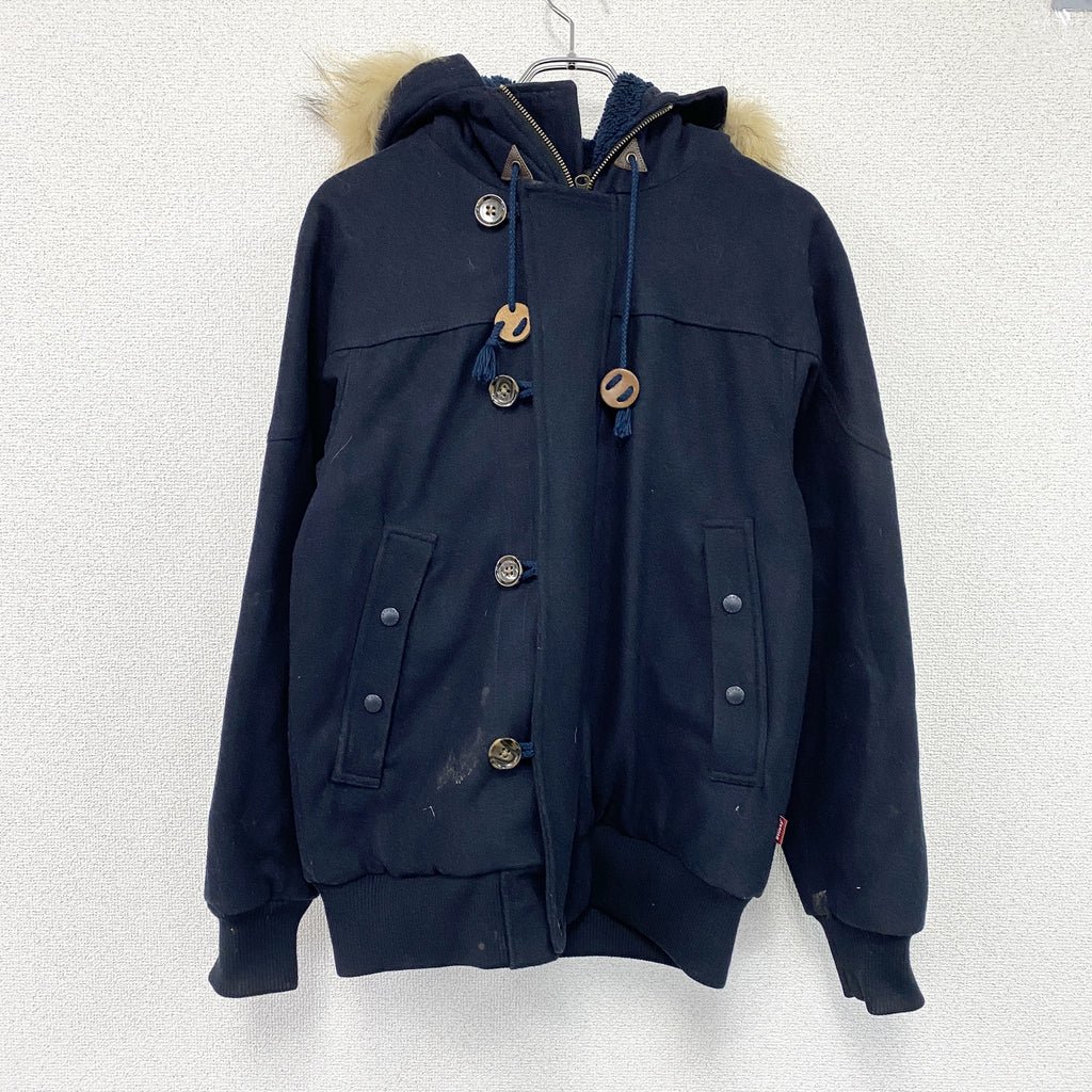 stussy　ステューシー　ダッフルコート/フーデッドジャケット　比翼仕立て　紺　ネイビー　Mサイズ　古着