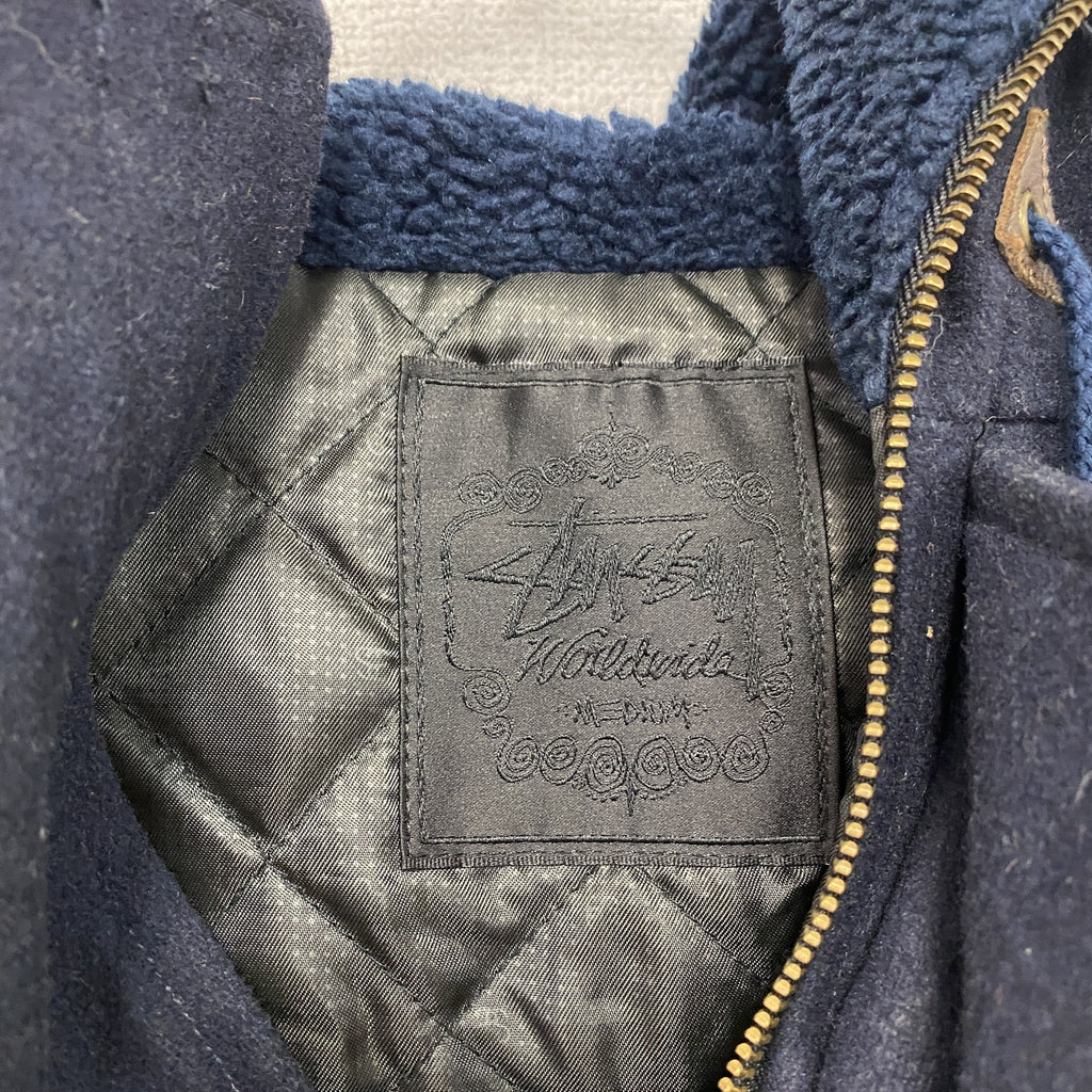 stussy　ステューシー　ダッフルコート/フーデッドジャケット　比翼仕立て　紺　ネイビー　Mサイズ　古着