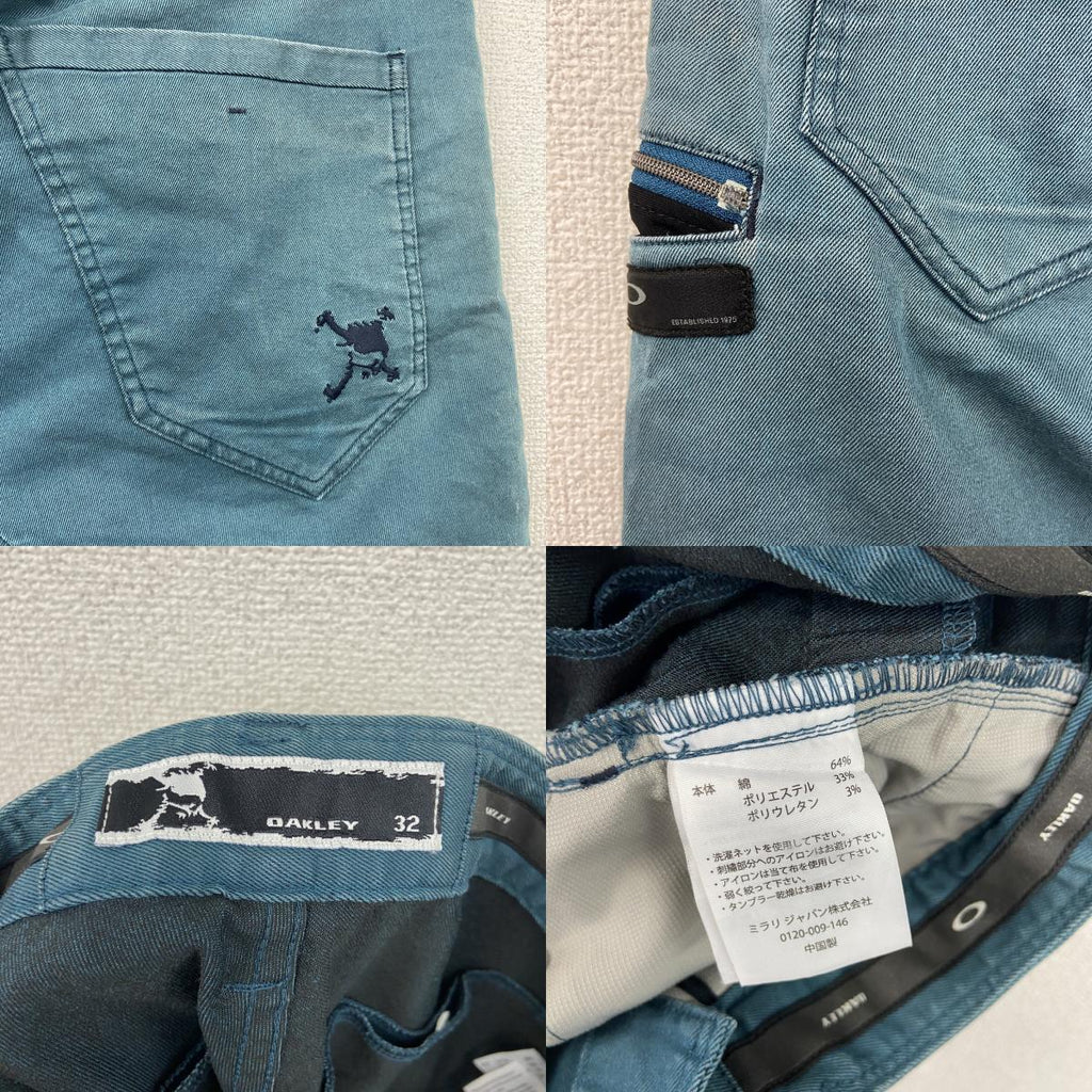 OAKLEY　オークリー　ストレッチパンツ　ジップフライ　ターコイズブルー　W32サイズ　古着