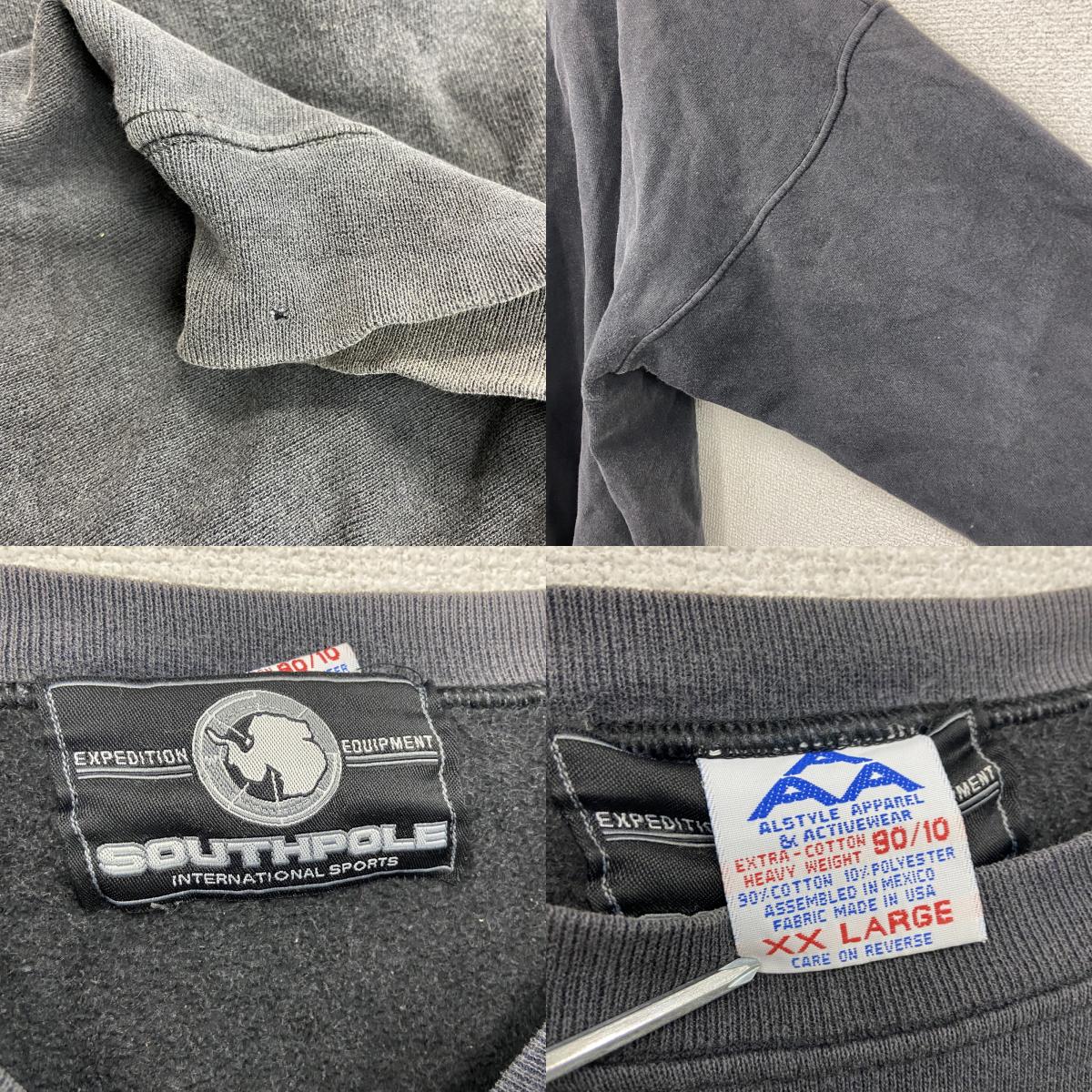 SOUTH POLE　サウスポール　スウェット/トレーナー　フェード　黒　ブラック　2XLサイズ　古着
