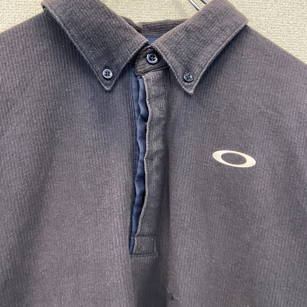 OAKLEY　オークリー　半袖ポロシャツ　ボタンダウン　フェード　黒　ブラック　XLサイズ　古着
