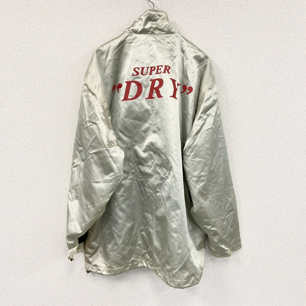SUPER DRY　スーパードライ　フルジップナイロンジャケット　シルバー ウインドブレーカー ナイロンアウター レディース 古着