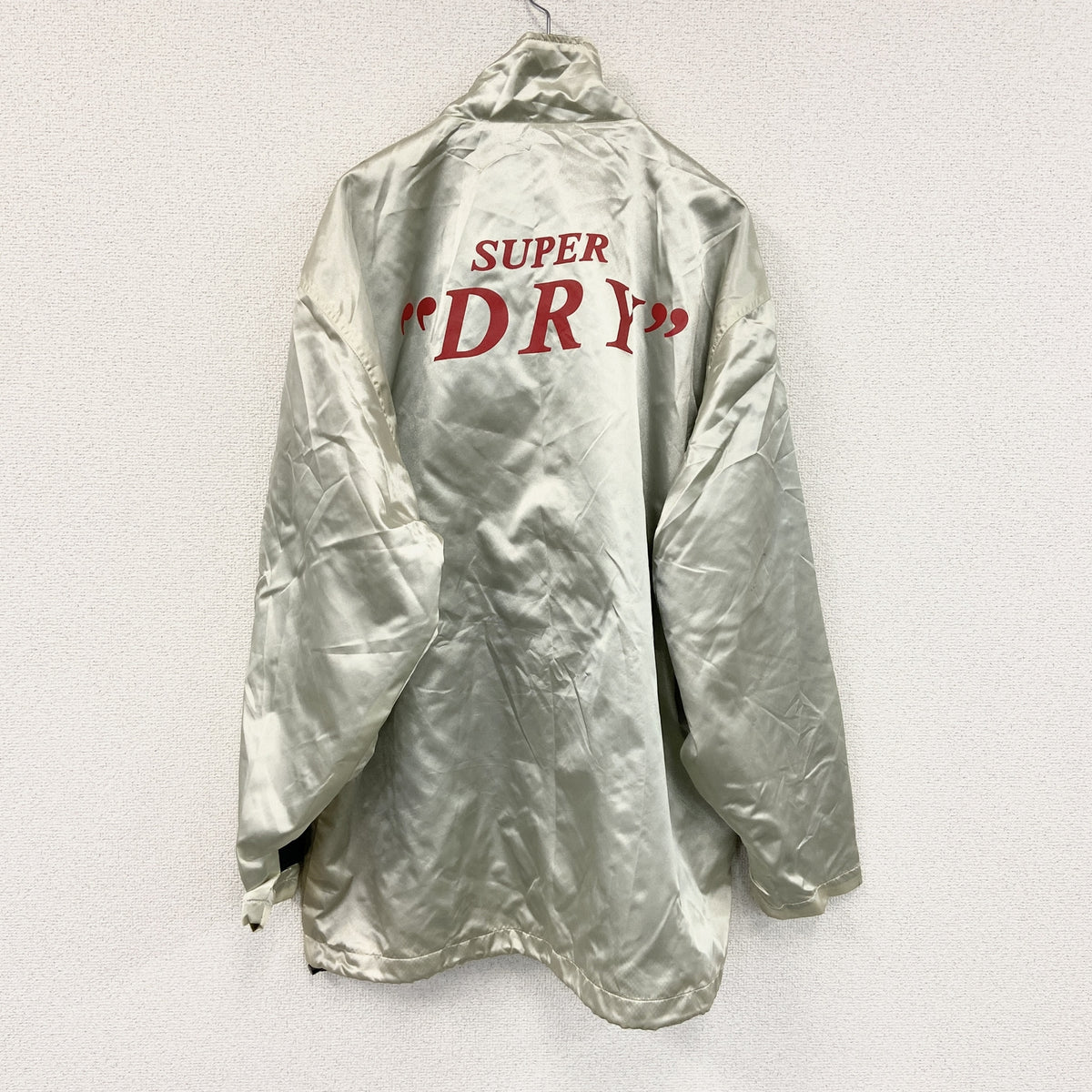 SUPER DRY　スーパードライ　フルジップナイロンジャケット　シルバー ウインドブレーカー ナイロンアウター レディース 古着