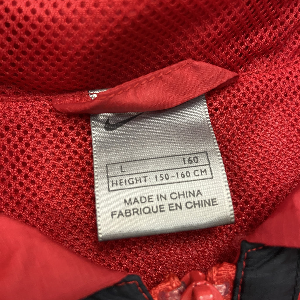 NIKE　ナイキ　ハーフジップナイロンプルオーバージャケット　フーディー　赤　レッド　Lサイズ　古着