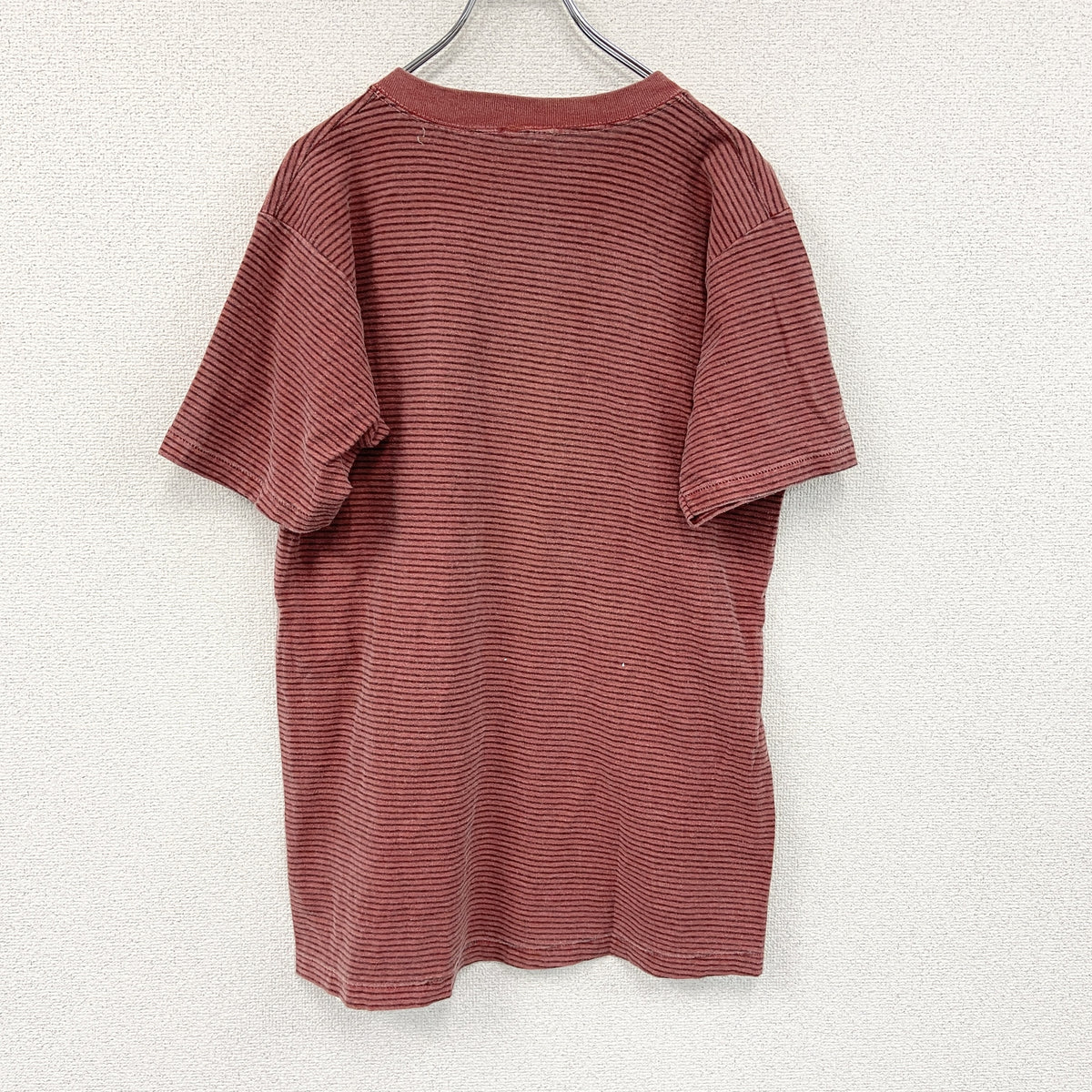 Badboy　半袖Tシャツ　シングルステッチ　ヴィンテージ　刺ロゴ　ボーダー柄　赤　レッド　古着