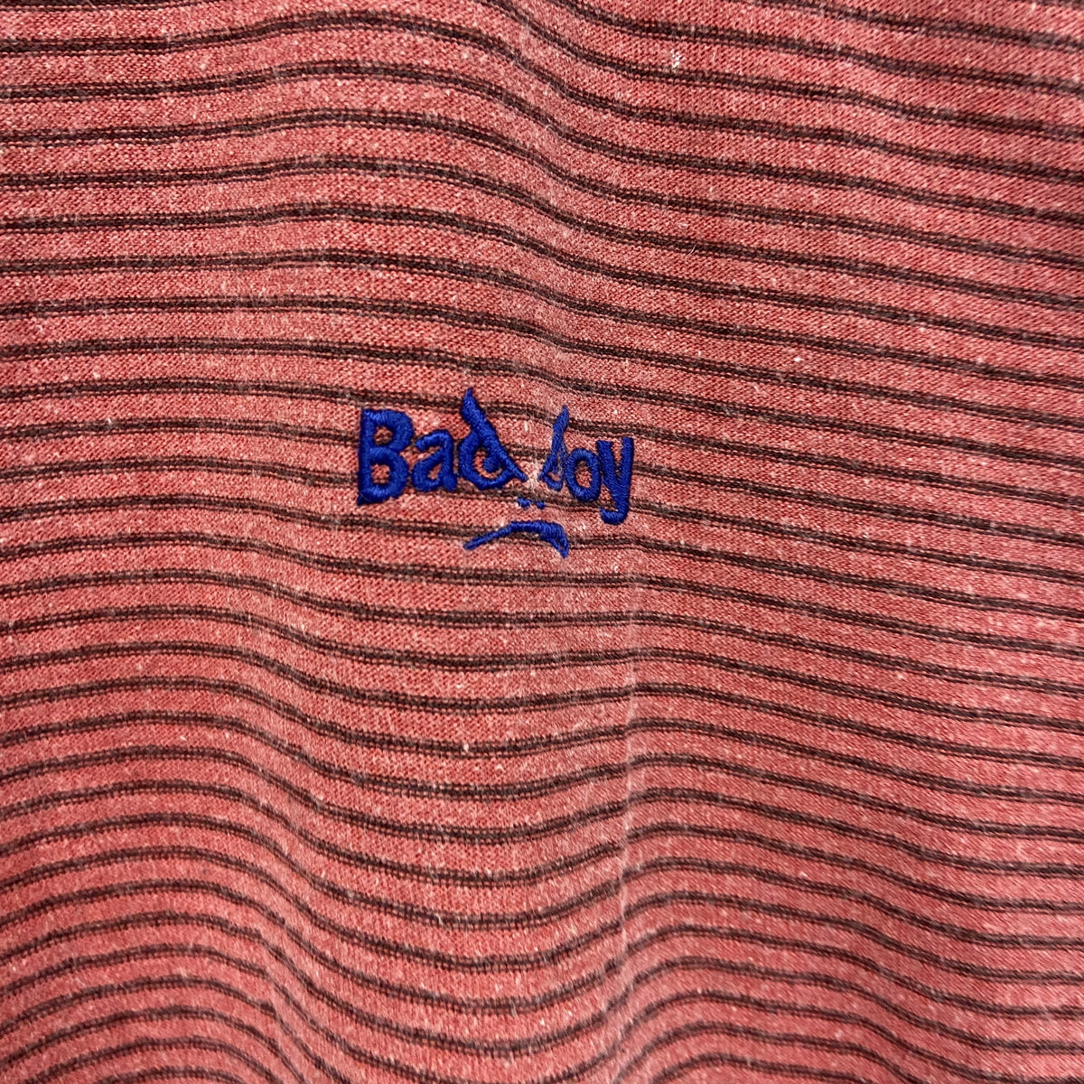 Badboy　半袖Tシャツ　シングルステッチ　ヴィンテージ　刺ロゴ　ボーダー柄　赤　レッド　古着