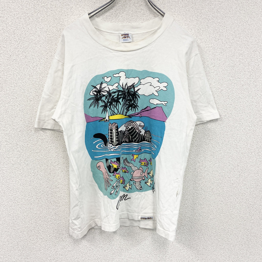 Crazy Shirts　クレイジーシャツ　半袖プリントTシャツ　シングルステッチ　ヴィンテージ　白　ホワイト　Sサイズ　古着