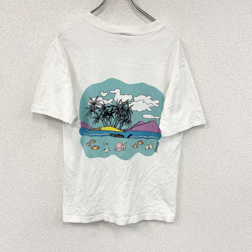 Crazy Shirts　クレイジーシャツ　半袖プリントTシャツ　シングルステッチ　ヴィンテージ　白　ホワイト　Sサイズ　古着