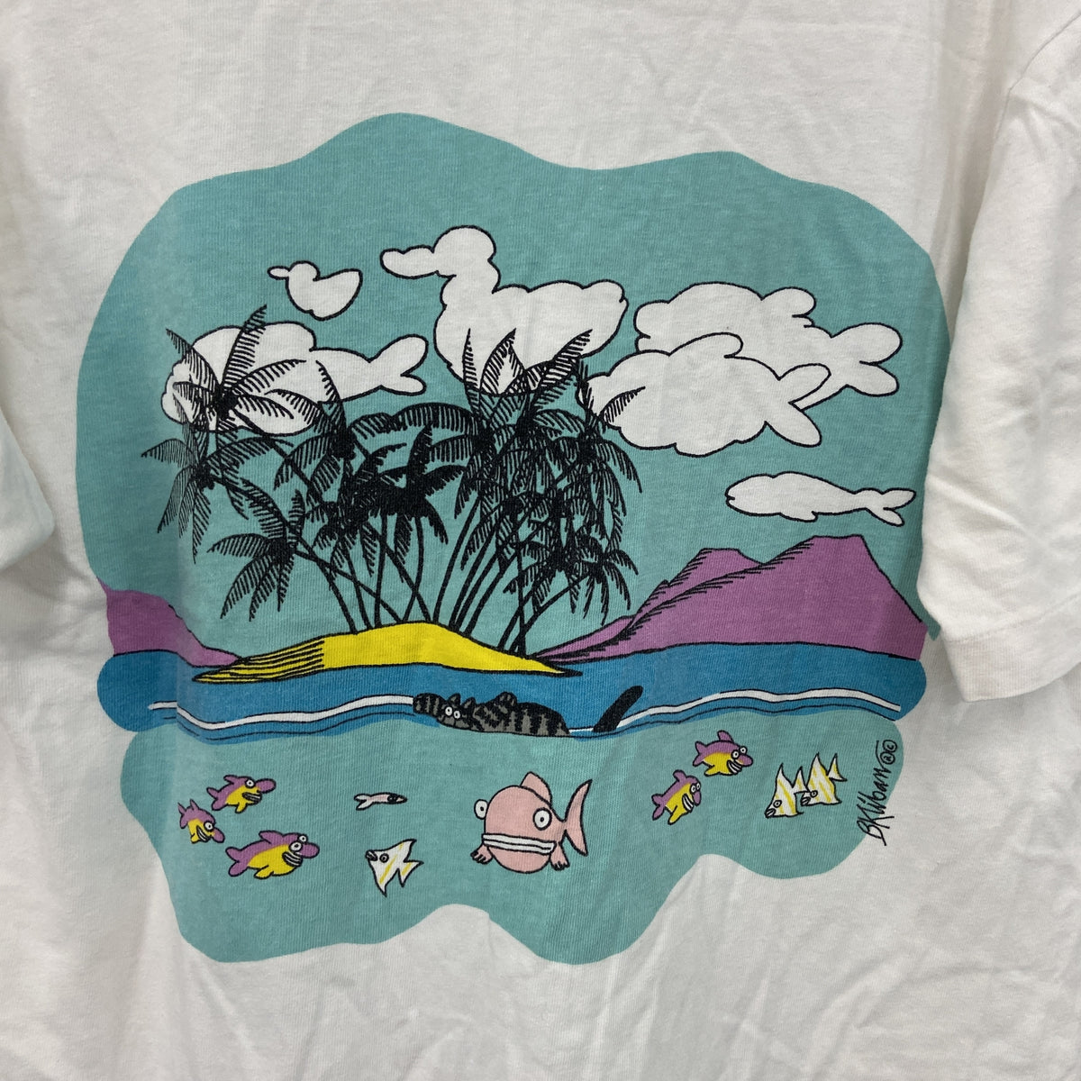 Crazy Shirts　クレイジーシャツ　半袖プリントTシャツ　シングルステッチ　ヴィンテージ　白　ホワイト　Sサイズ　古着