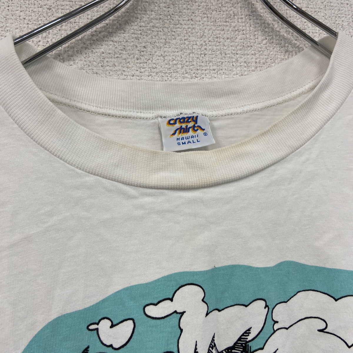 Crazy Shirts　クレイジーシャツ　半袖プリントTシャツ　シングルステッチ　ヴィンテージ　白　ホワイト　Sサイズ　古着