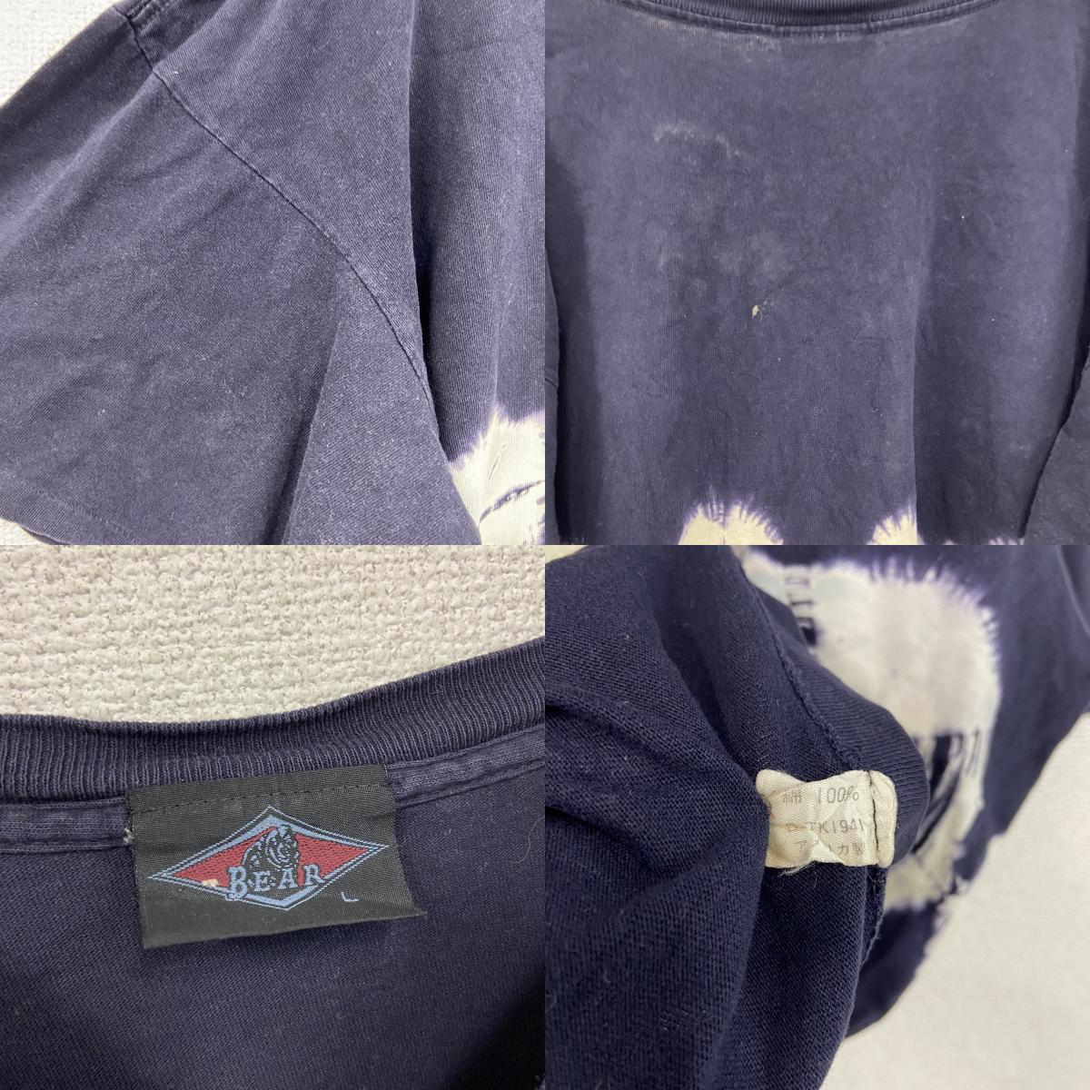 BEAR　半袖プリントTシャツ　シングルステッチ　ヴィンテージ　紺　ネイビー　Lサイズ　古着