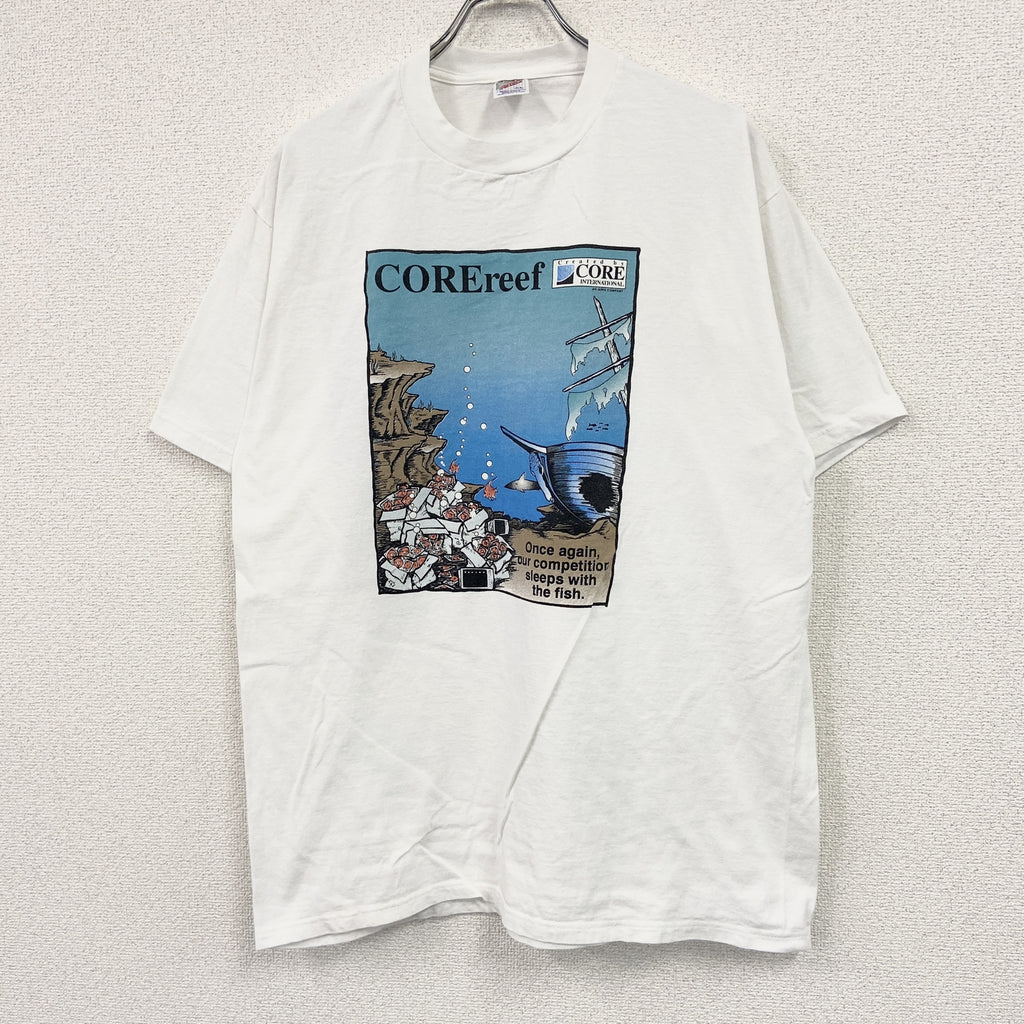 JERZEES　ジャージーズ　半袖プリントTシャツ　白　ホワイト　XLサイズ　古着