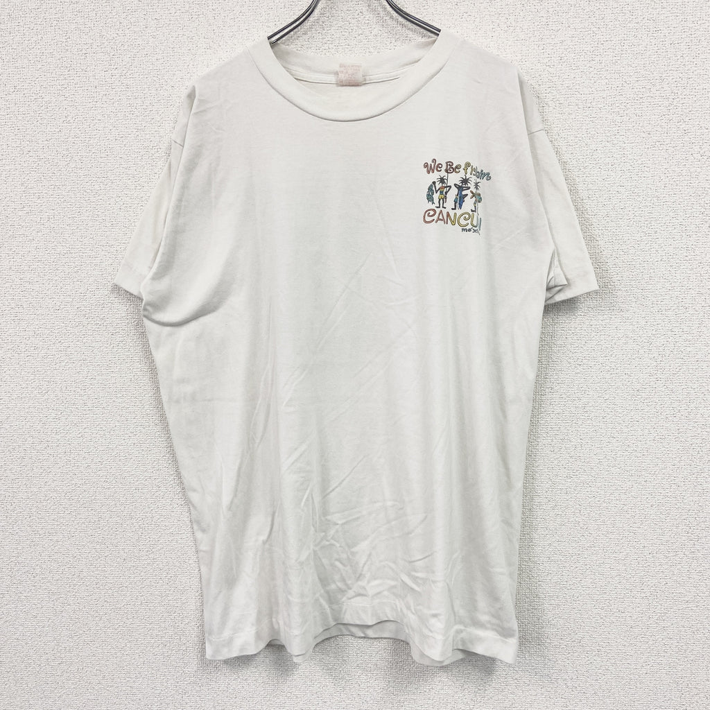 半袖プリントTシャツ　シングルステッチ　ヴィンテージ　白　ホワイト　XXLサイズ カットソー メンズ コットン 古着