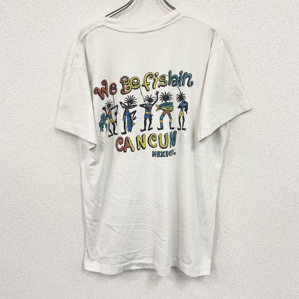 半袖プリントTシャツ　シングルステッチ　ヴィンテージ　白　ホワイト　XXLサイズ カットソー メンズ コットン 古着