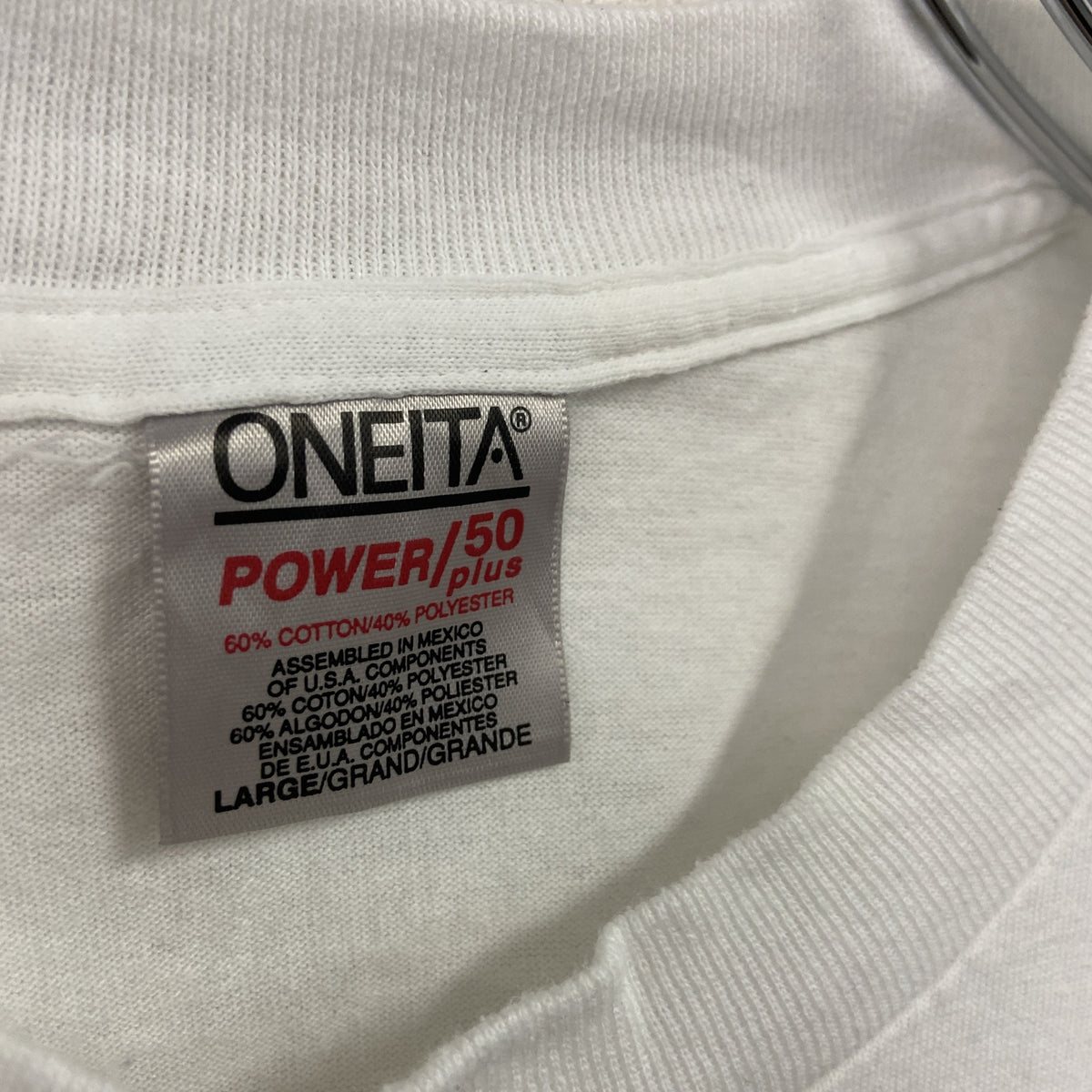 ONEITA　オニータ　半袖プリントTシャツ　シングルステッチ　ヴィンテージ　白　ホワイト　Lサイズ　古着