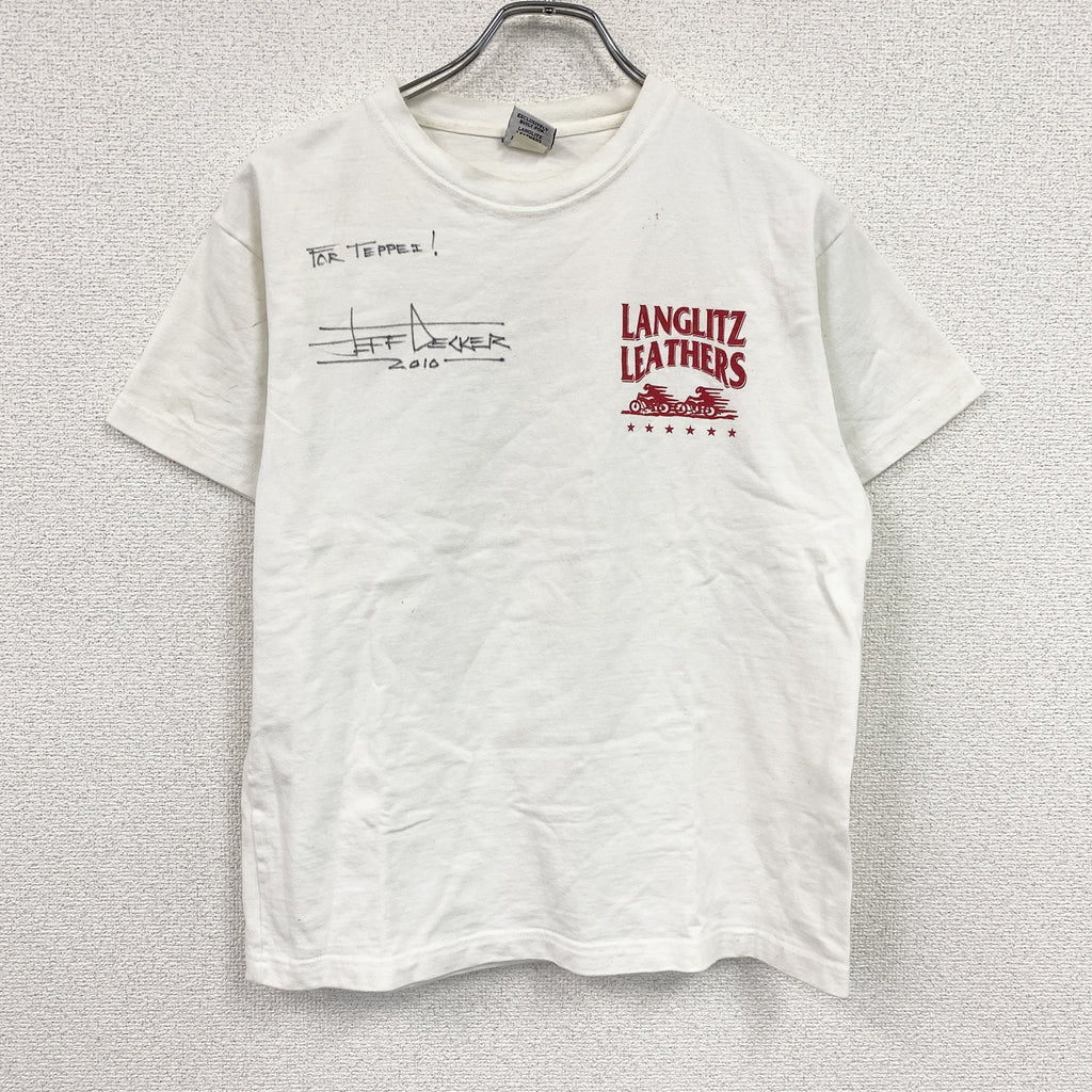 Langlitz Leathers　ラングリッツレザーズ　半袖プリントTシャツ　白　ホワイト　Mサイズ　古着