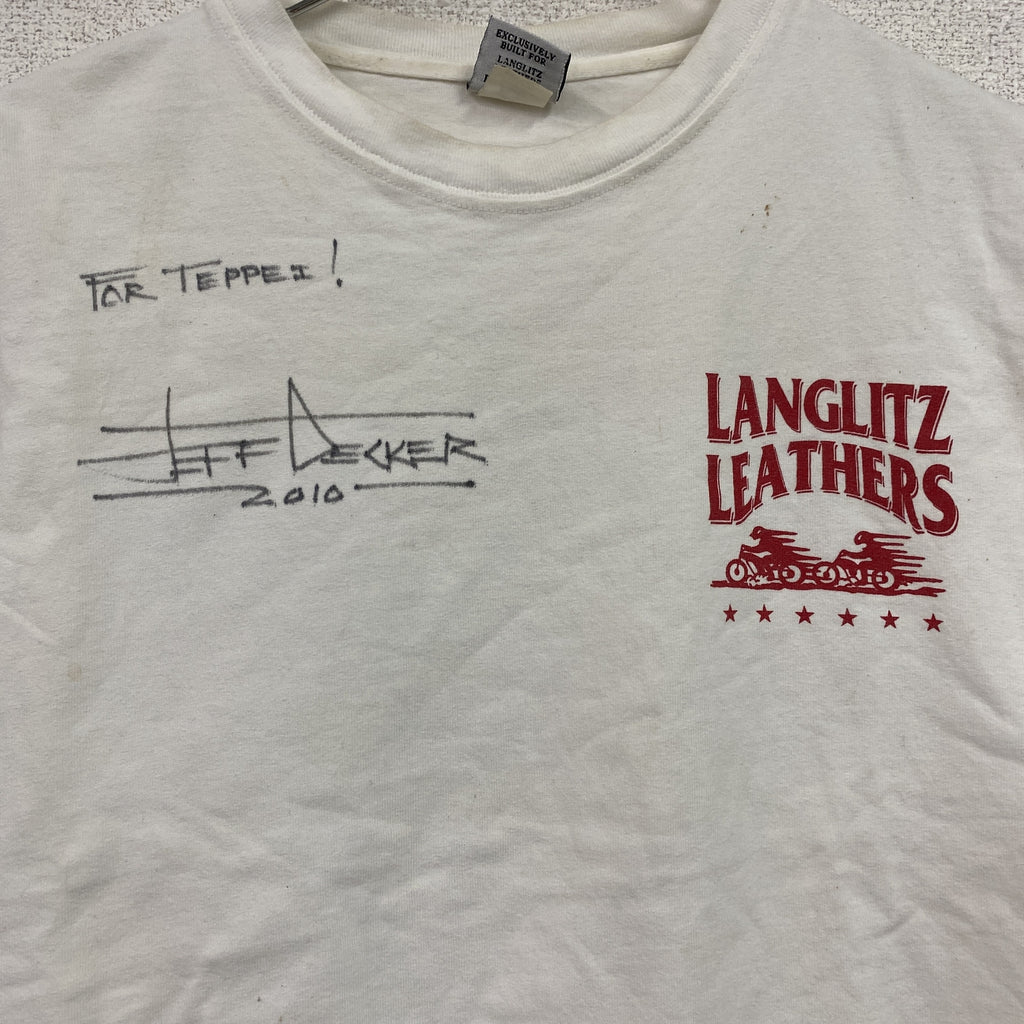 Langlitz Leathers　ラングリッツレザーズ　半袖プリントTシャツ　白　ホワイト　Mサイズ　古着
