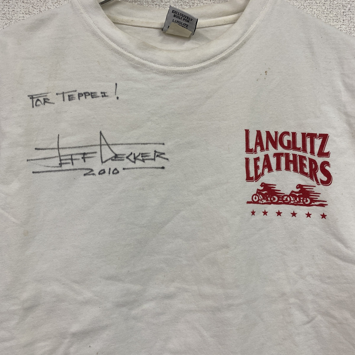 Langlitz Leathers　ラングリッツレザーズ　半袖プリントTシャツ　白　ホワイト　Mサイズ　古着