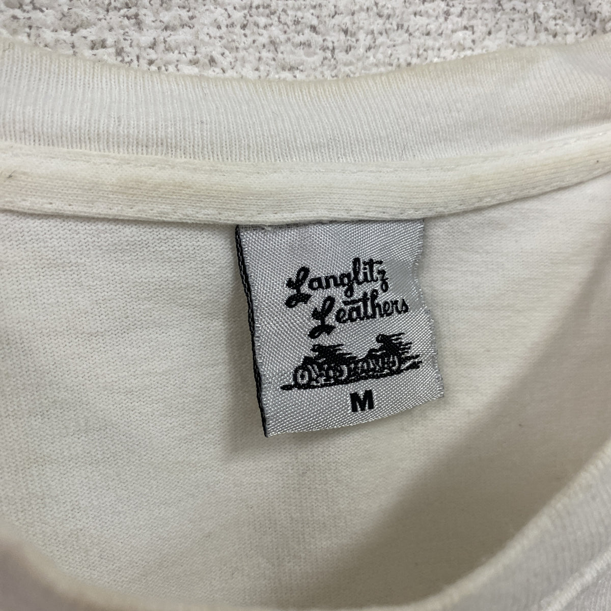 Langlitz Leathers　ラングリッツレザーズ　半袖プリントTシャツ　白　ホワイト　Mサイズ　古着