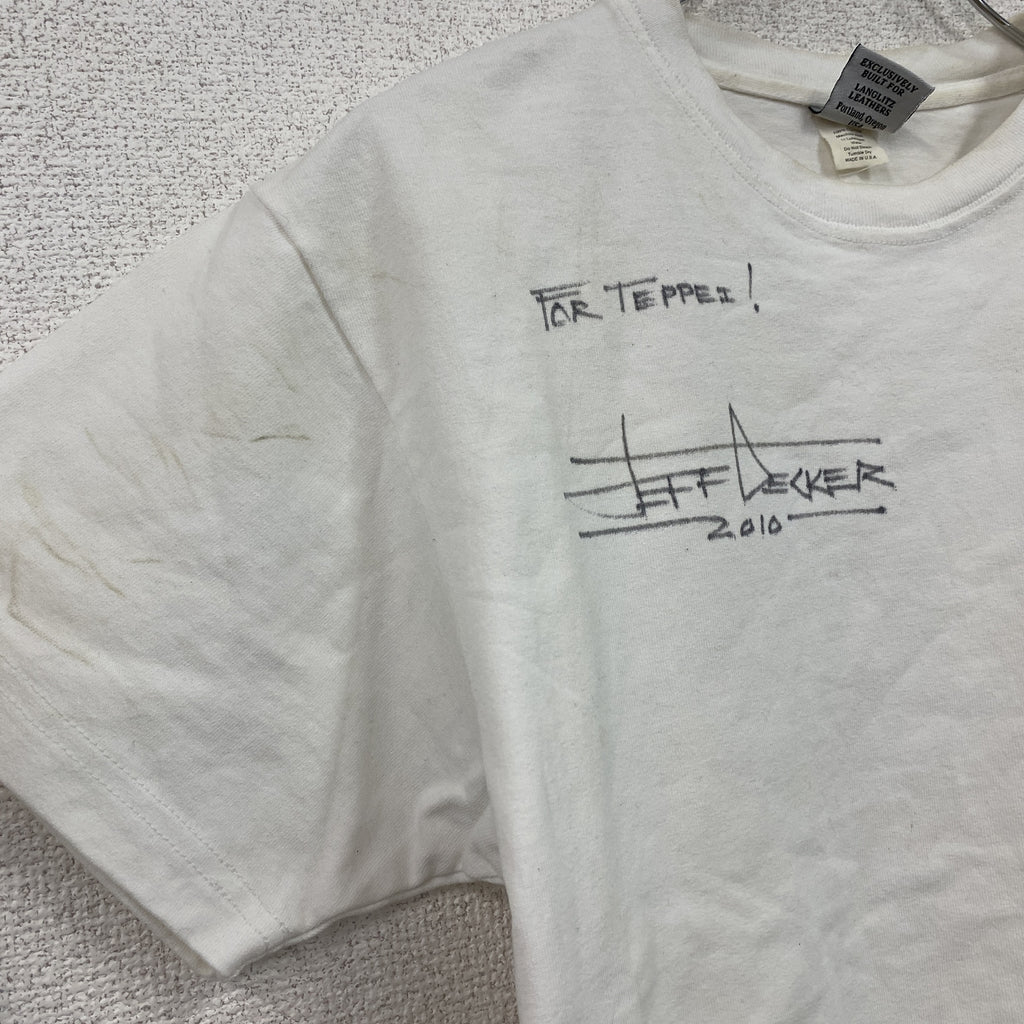 Langlitz Leathers　ラングリッツレザーズ　半袖プリントTシャツ　白　ホワイト　Mサイズ　古着