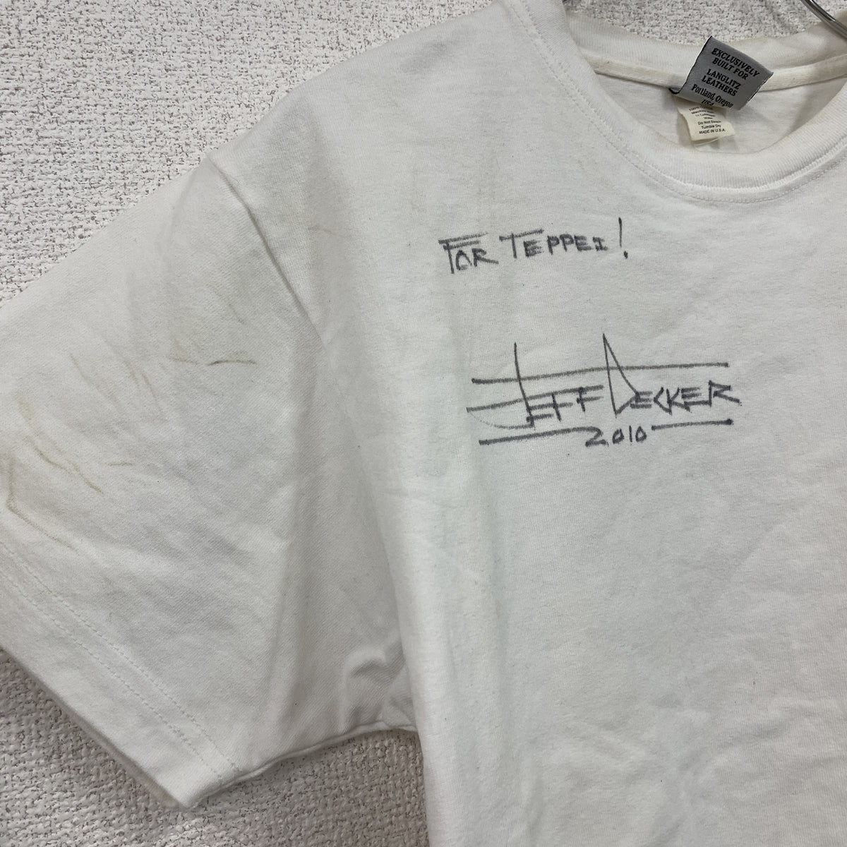 Langlitz Leathers　ラングリッツレザーズ　半袖プリントTシャツ　白　ホワイト　Mサイズ　古着