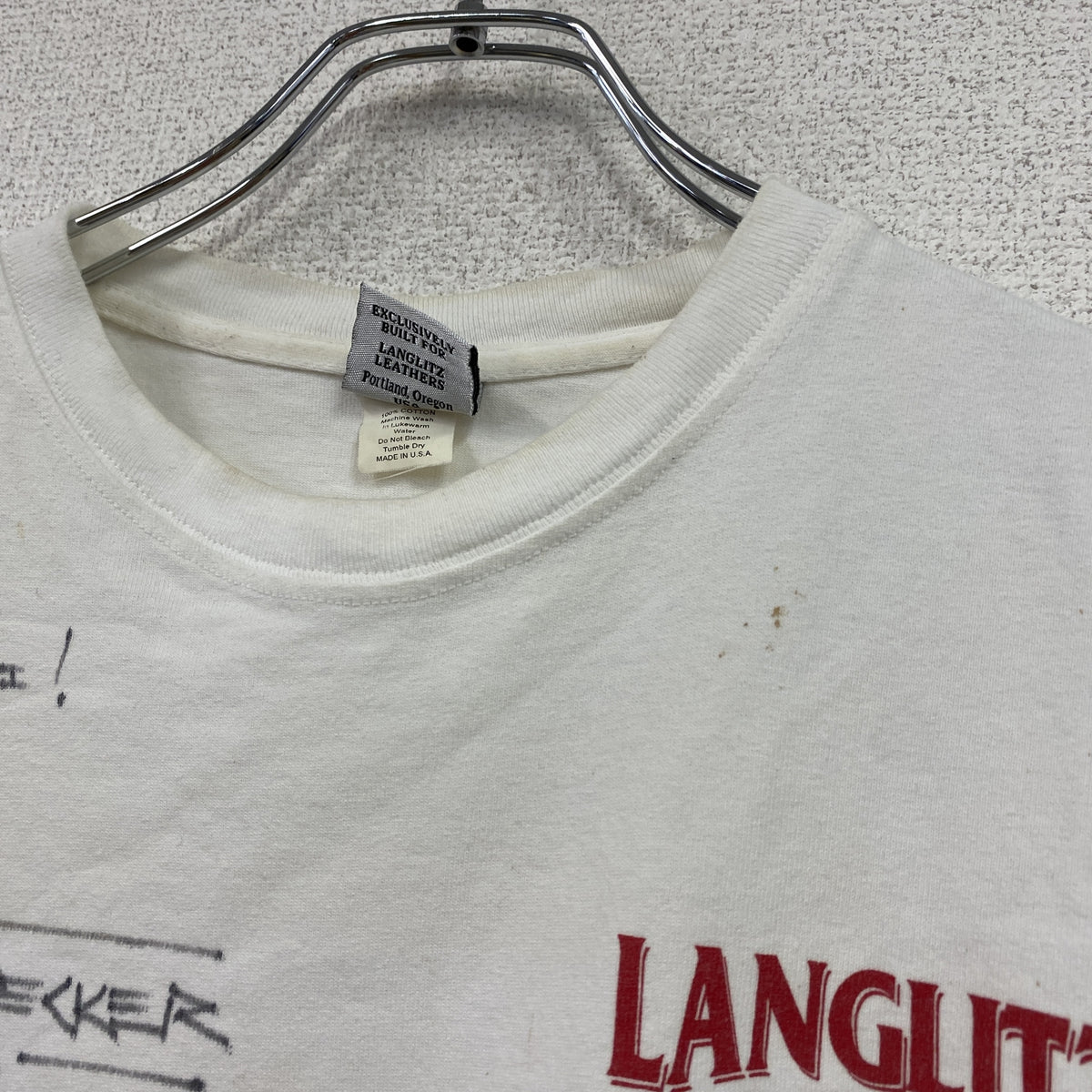 Langlitz Leathers　ラングリッツレザーズ　半袖プリントTシャツ　白　ホワイト　Mサイズ　古着