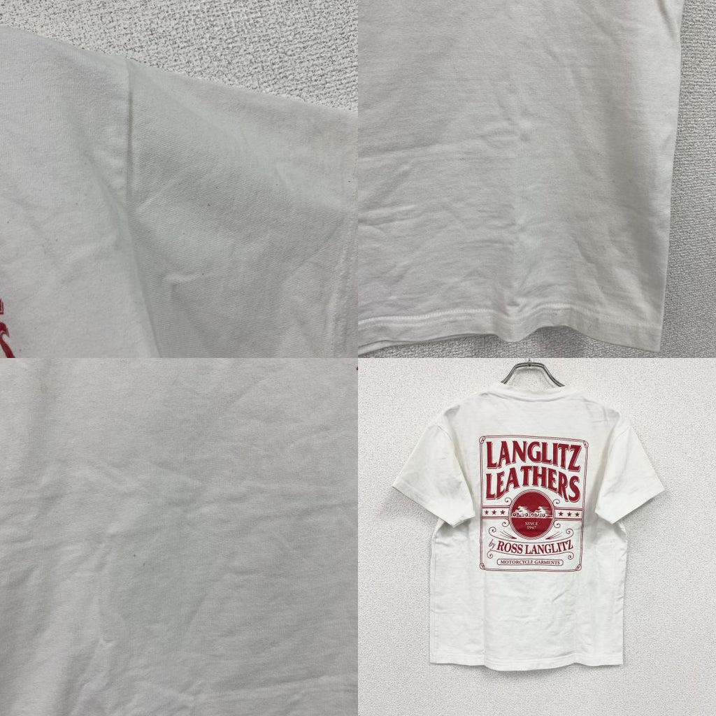 Langlitz Leathers　ラングリッツレザーズ　半袖プリントTシャツ　白　ホワイト　Mサイズ　古着