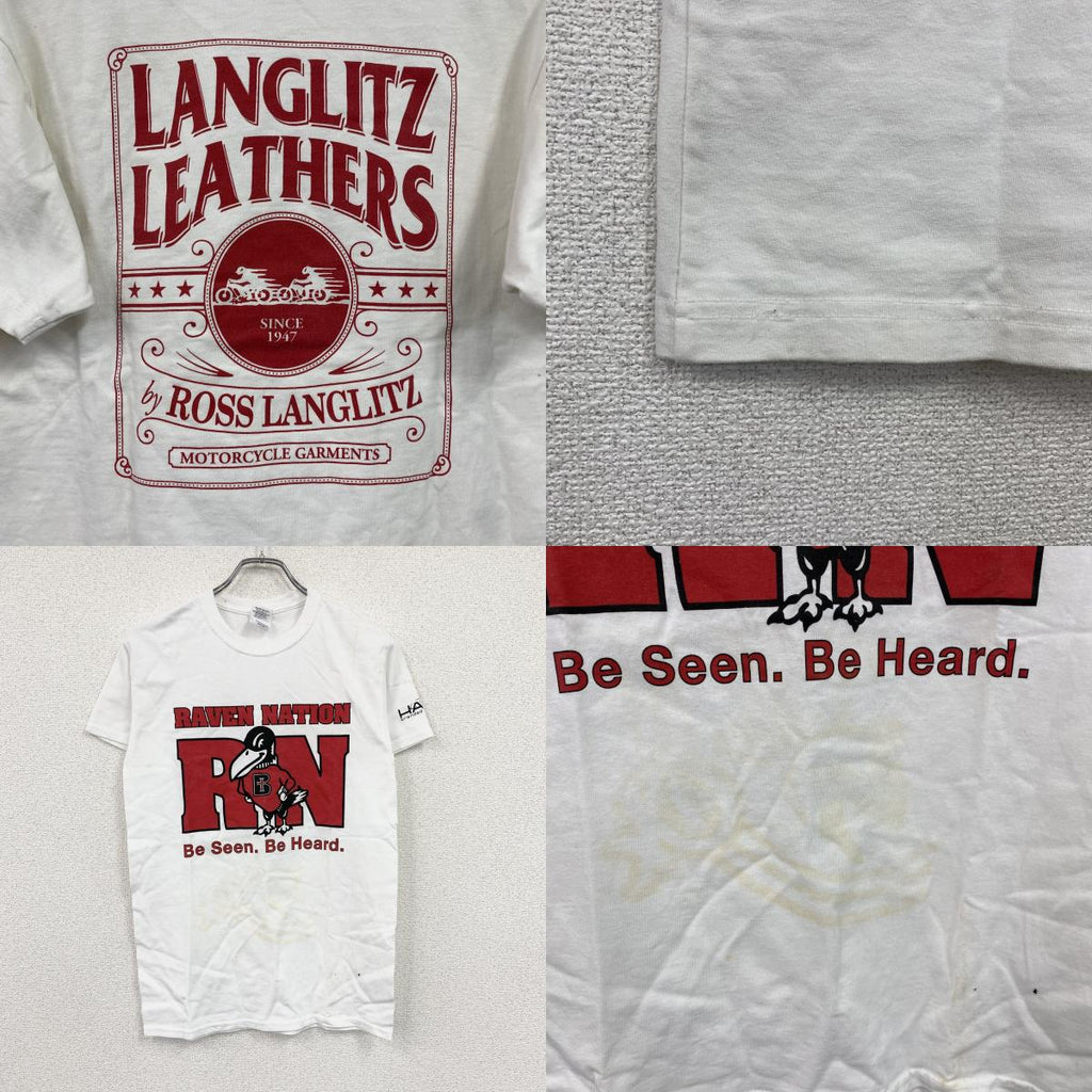 Langlitz Leathers　ラングリッツレザーズ　半袖プリントTシャツ　白　ホワイト　Mサイズ　古着