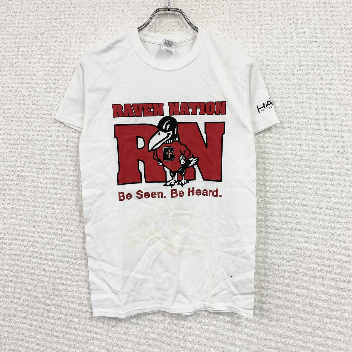 GILDAN　ギルダン　RAVEN NATION　半袖プリントTシャツ　白　ホワイト　Sサイズ　古着