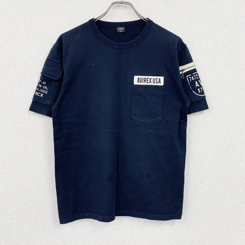 AVIREX　アヴィレックス　半袖ファティーグTシャツ　紺　ネイビー　Mサイズ　古着