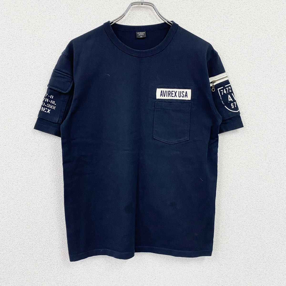 AVIREX　アヴィレックス　半袖ファティーグTシャツ　紺　ネイビー　Mサイズ　古着