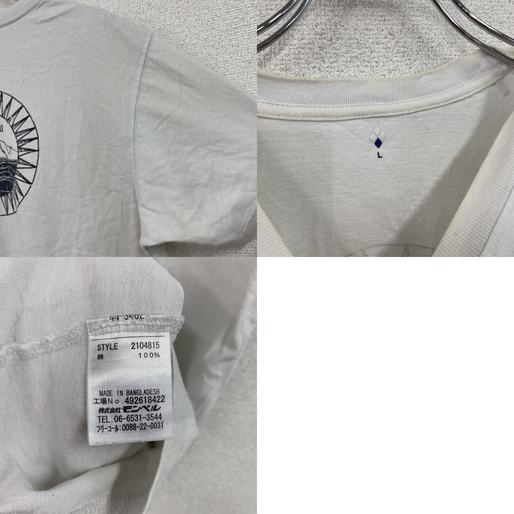 Mont-bell　モンベル　半袖プリントTシャツ　白　ホワイト　Lサイズ　古着